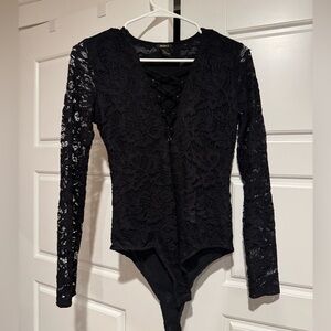 Forever 21 Black Lace-Up Bodysuit